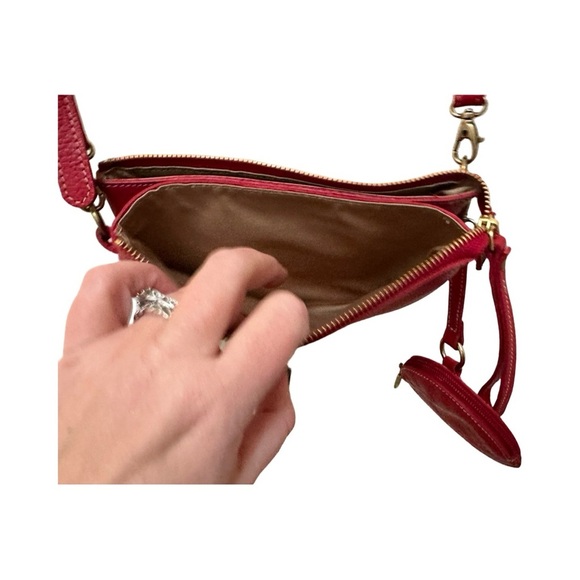 🇨🇦 ROOTS Twinsie Bag 2.0 Cloud Leather Crossbody bag and matching coin pouch - Picture 13 of 14